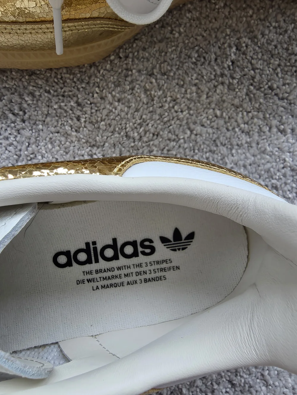 adidas Metallic Gold Samba with White Stripes - Picture 6 of 6